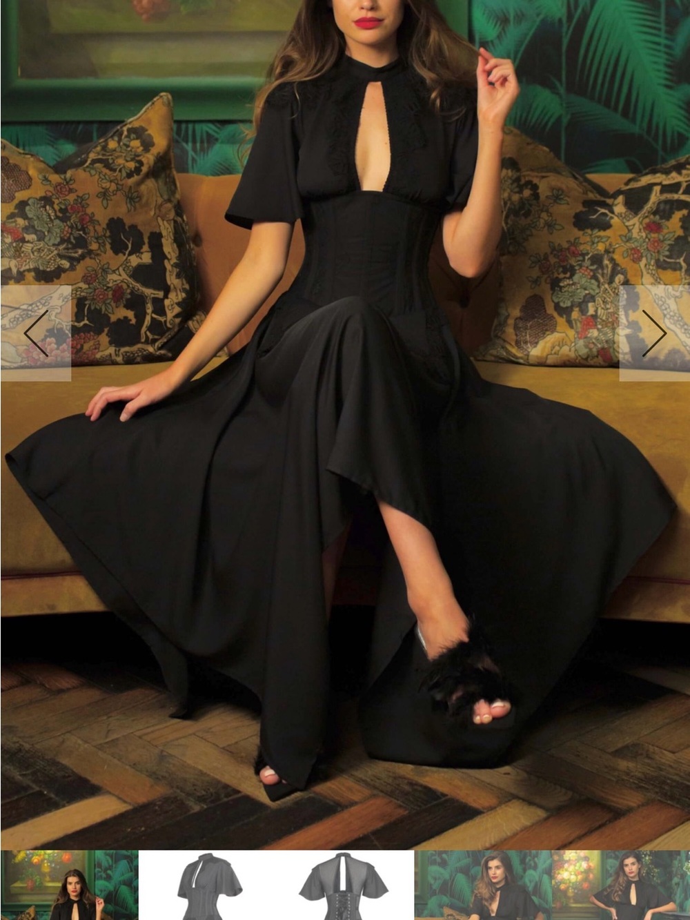 Corset Story Black Dress with Corset Waist and Keyhole Detail